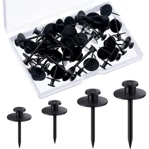 40 count Double Headed Picture Hangers Nails 4 Size Long Thumb Tacks Wall Nails for Hanging Pictures Decorative Push Pins Hooks for Tapestry Photo Office  Decor(Black)