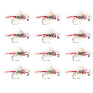 Floating Feather Supply Red Dart Fly 12 Pack – Euro Nymph Trout Size 12-16