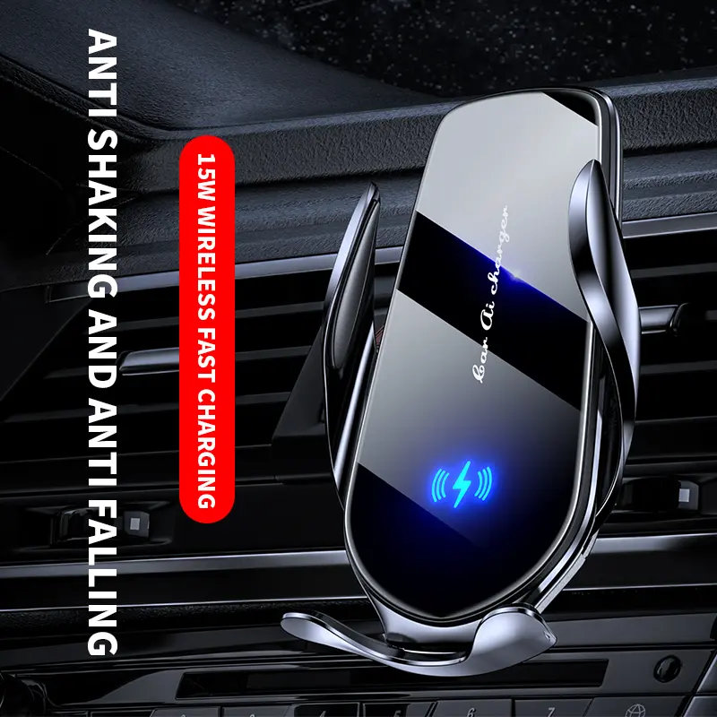 Wireless Car Charger, 15W Fast Charging Phone Holder, 360° Rotatable Automatic Wireless Charger Car Phone Holder