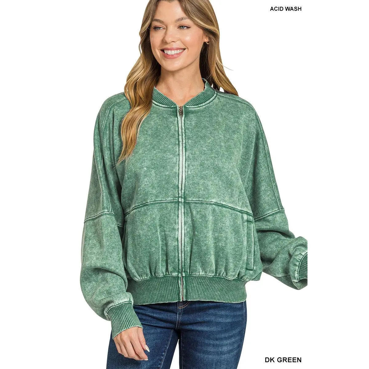 Acid washed fleece jacket