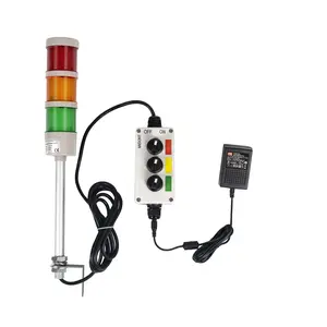 ANDONT 3 Stack Super Bright LED Andon Tower Lights with Buzzer, Off-ON or Flash,16 ft Extension Cord, 6 ft Industrial Adapter, Plug Play Ready