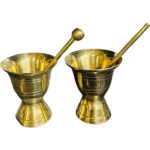 Oshun Morteros Set of 2 Small Batae Mortars Santeria Yoruba Religion Brass Construction Ritual Tools