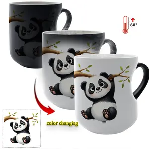 Thermosensitive Ceramic Mug Love in Bloom: Cute Panda Cup DesignMagic Color - Changing Mug Heart - Handle Mug, 11 oz/330 ml, Coffee Mug Christmas Gift for Friends