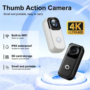 1PC 4K Ultra HD Thumb Sports Camera, IP65 Waterproof, Embedded WiFi, Mini Portable Body Cam, Loop Recording with Clear Audio, First Person View Video Recorder for Outdoor Cycling Skiing Vlog Meeting Recording Law Enforcement Daily Shooting