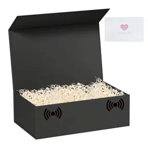 Black Gift Box,10.7x7x2.8 Large Gift Boxes With Lids For Presents Includes Ribbon And Diy Printable Sticker Paper,Bridesmaid Proposal Box,Magnetic Gift Box For Birthday,Wedding,Graduation