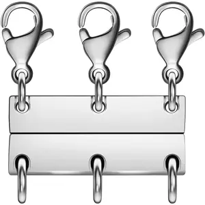 Layering Magnetic Necklace Clasps, Stainless Steel Chain Link Clasps, Multiple Necklace Clasp for Layered Look (3silvery A)