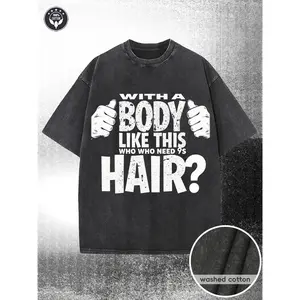 230g Washed Cotton T-Shirt with Thumbs-Up Hands Confidence Slogan - Soft Breathable Streetwear Tee, Black with White Body Positive Message Print, Casual Short Sleeve Round Neck Shirt