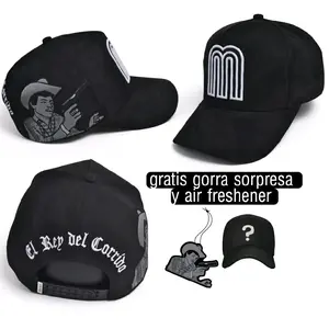 Chalino Sánchez Hat Full Suede Unisex Classic Six-Panel Style with Cartoon Character Design & Logo Frontal Gamuza Material