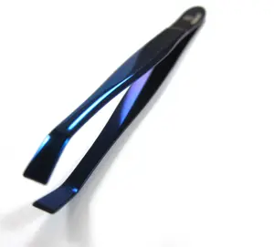 Forgica Blue Tweezers Curved Titanium Color For Long Lasting