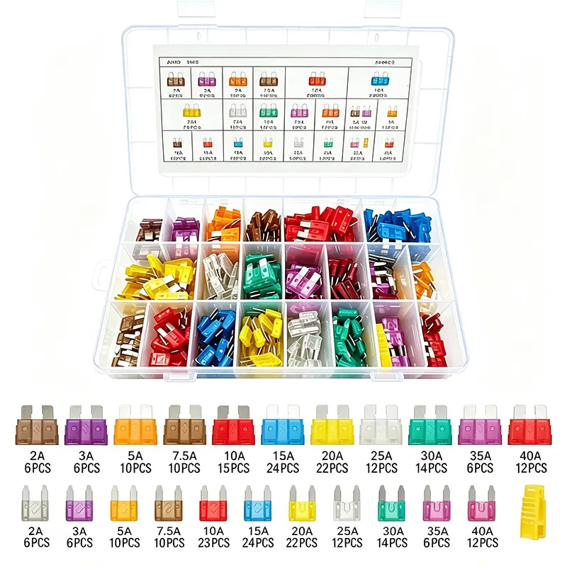 300Pcs Automotive Fuse Assortment Kit - 150 Mini Blade, 150 Standard Units, Puller - Replacement for RV, Camper (2A, 3A, 5A, 7.5A, 10A, 15A, 20A, 25A, 30A, 35A, 40A)