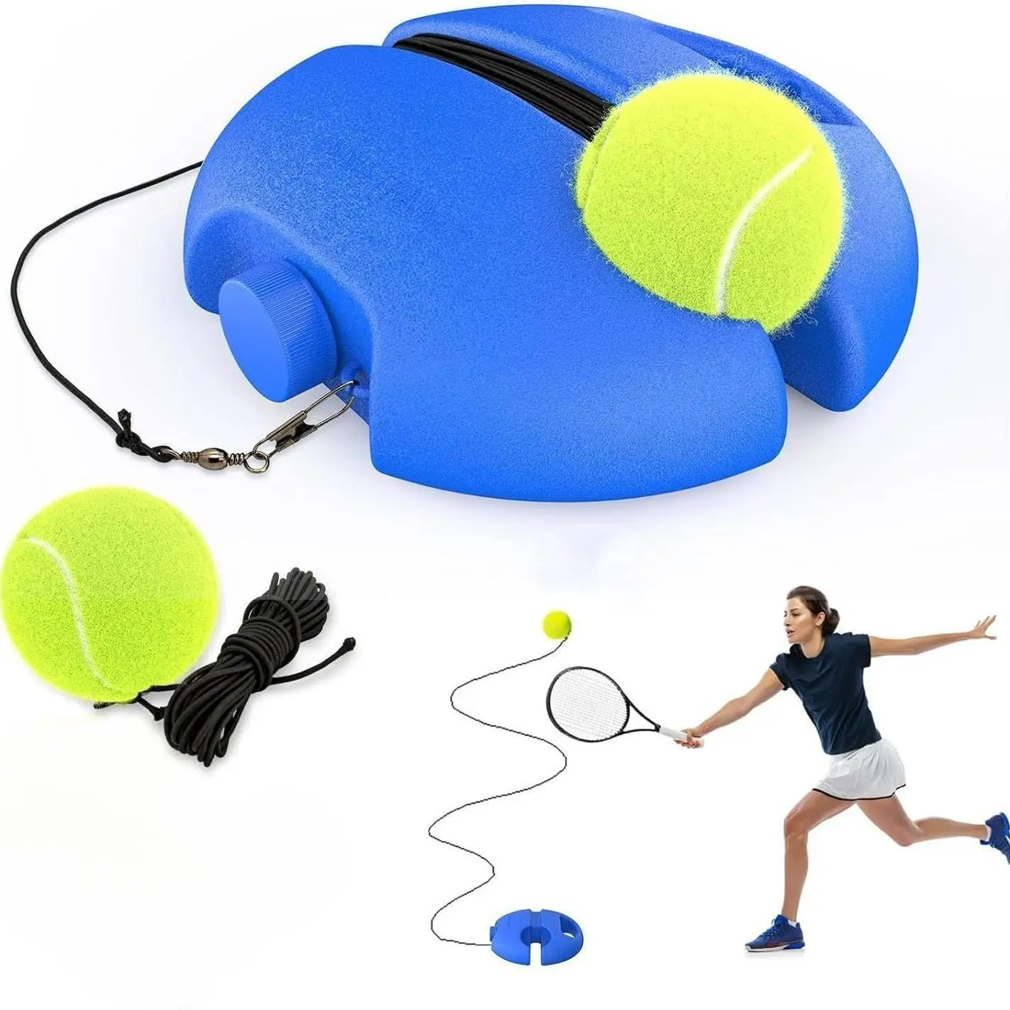 Tennis Solo Trainer with Durable Rebound Setup - Compact, Portable, Beginner-Friendly Outdoor Practice Tool for Parks