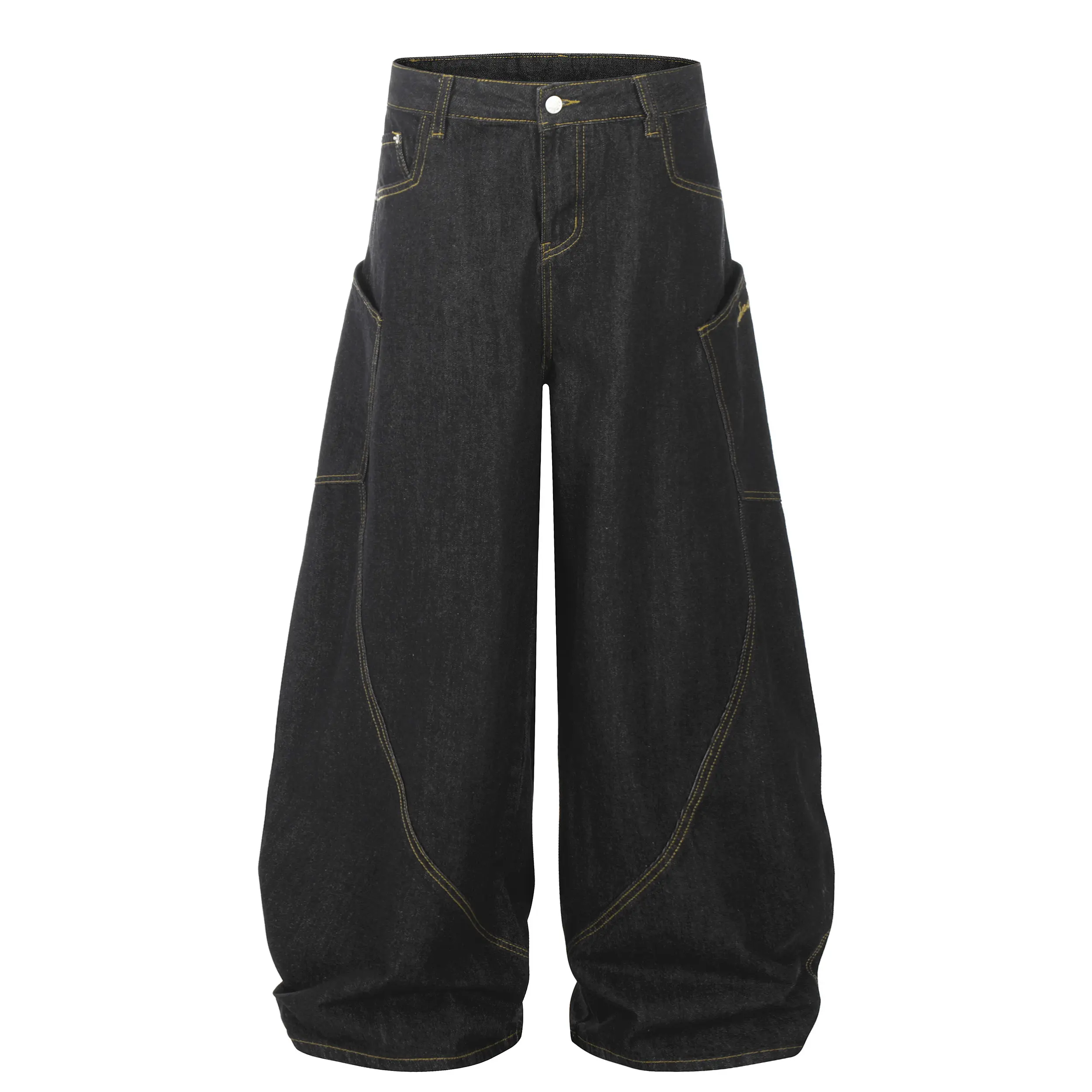 Inflation baggy pants Embroidered Fashion Jeans Vintage Streetwear Large Pocket Versatile Tall baggy pants Casual Solid Color Denim Pants Outfit  SpringStatements Loose High