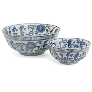 Blue and White Lotus Flower Bowls