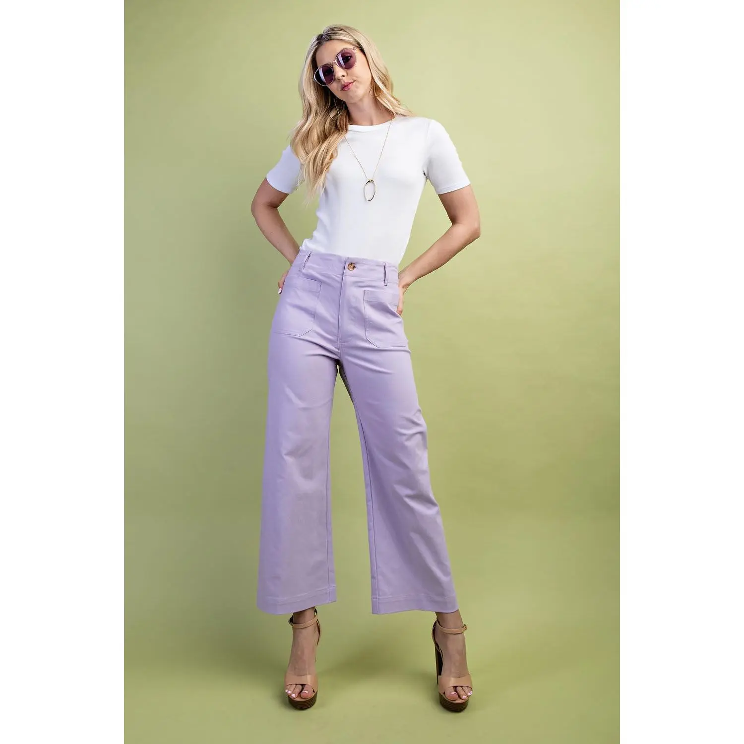 Women's Lavender Sunlit Stroll Pants, Casual Everyday Bottoms with Stretchy Fabric