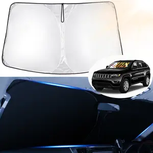 Canvcle Windshield Sun Shade for 2011-2026 Jeep Grand Cherokee/Grand Cherokee L Accessories SUV Window Sunshade Sun Visor 240T 5 Layers Protector Foldable Blocks UV Rays Keep Your Car Cooler