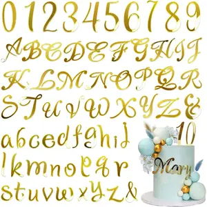 90 PCS Acrylic Alphanumeric Cake Decoration DIY Cupcake Decoration A-Z Alphanumeric Mirror 0-9 Cake Decoration Pick Personalized Letters Anniversary Wedding  Party Supplies