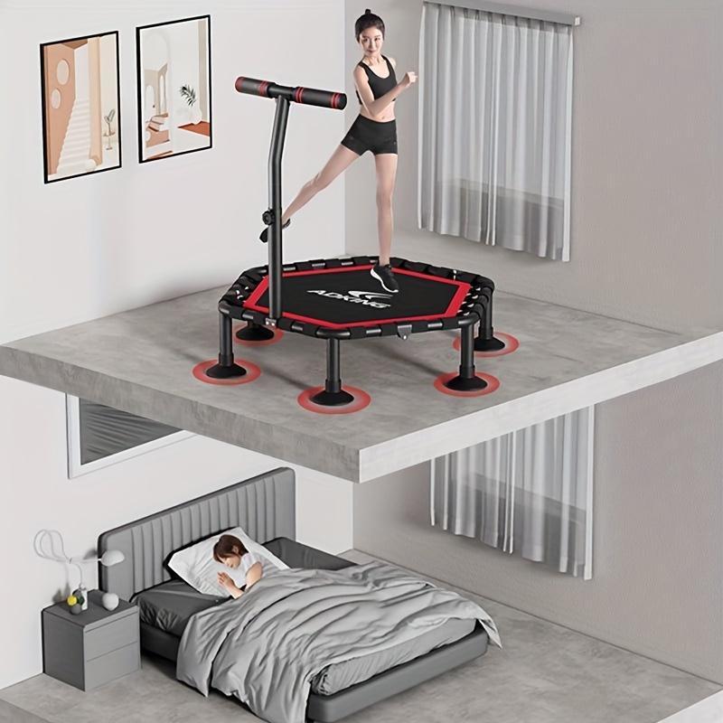 50 Inch Hexagonal Exercise Equipment Foldable Trampoline 400LB Capacity Adjustable Height for Home Gym