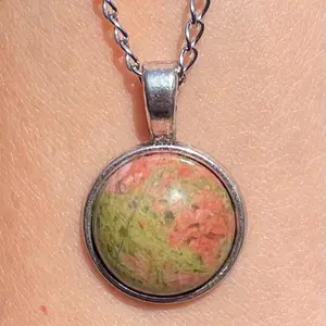 Unakite Natural Gemstone Simple Style Necklace #handcrafted