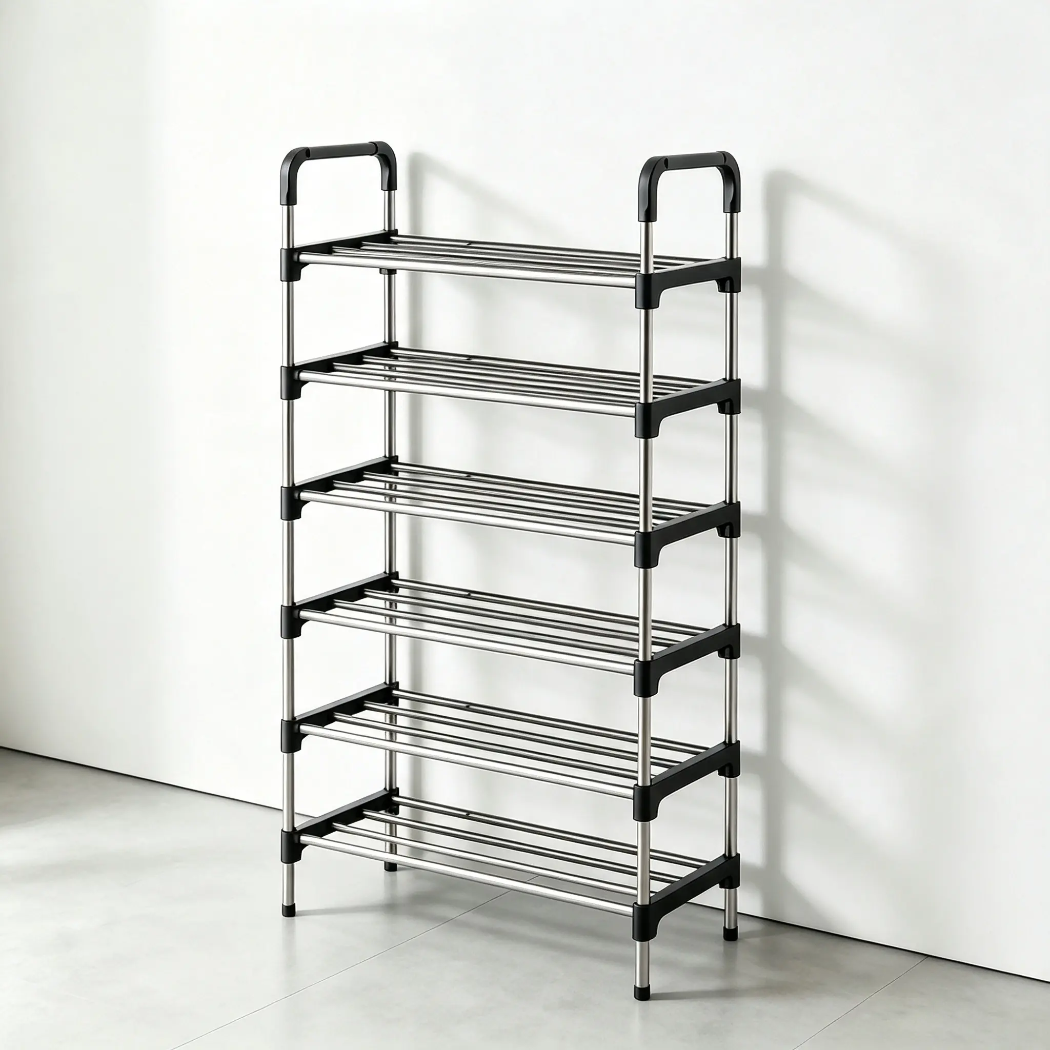 2-9 Tier Metal Splicing Stainless Steel Shoe Rack, Large Capacity Freestanding Shoe Storage Organizer, Space Saving Multi-Layer Shoe Shelf for Entryway Closet Bedroom