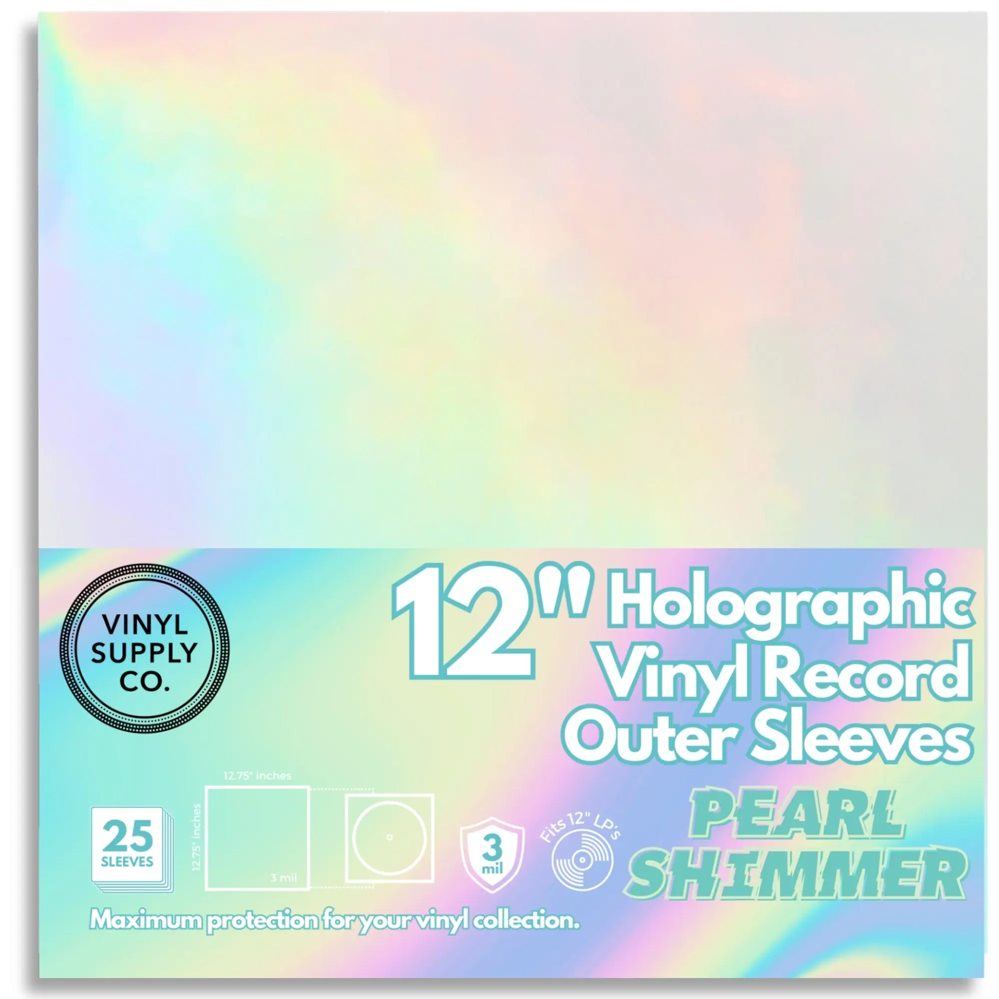 Holographic Vinyl Record Outer Sleeves - Pearl Shimmer