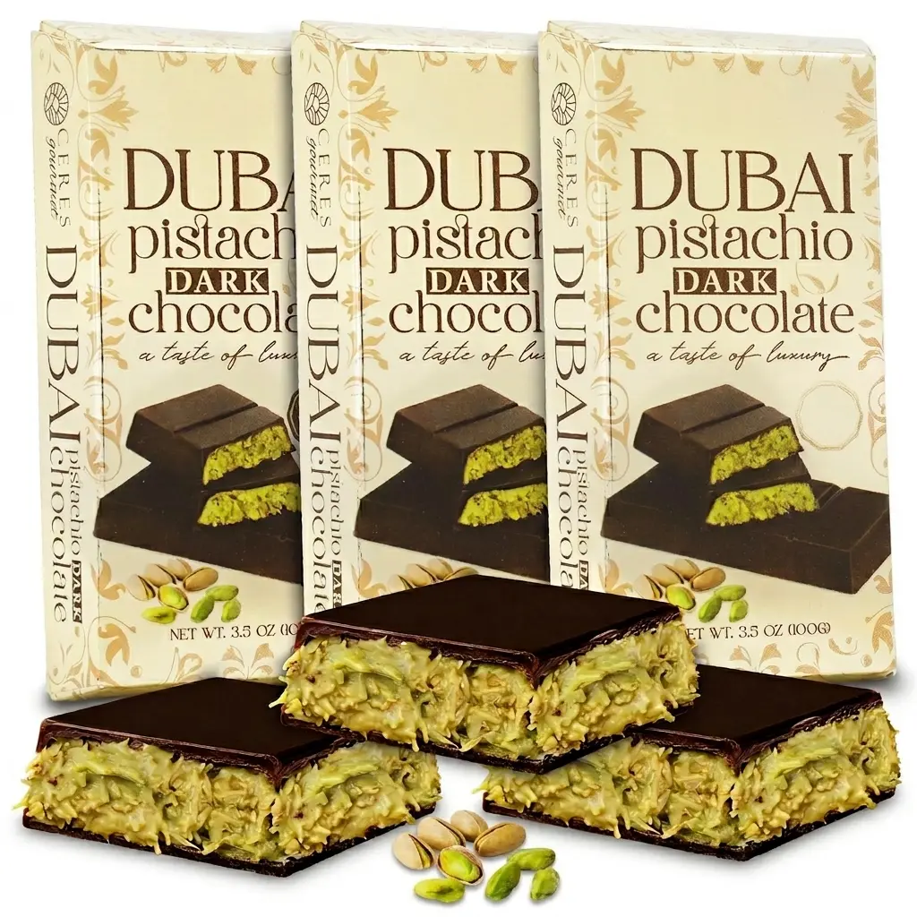 3-Pack Dubai Dark Chocolate Bars | Pistachio with Dark Chocolate and Knafeh - 3x3.5 Oz | TikTok