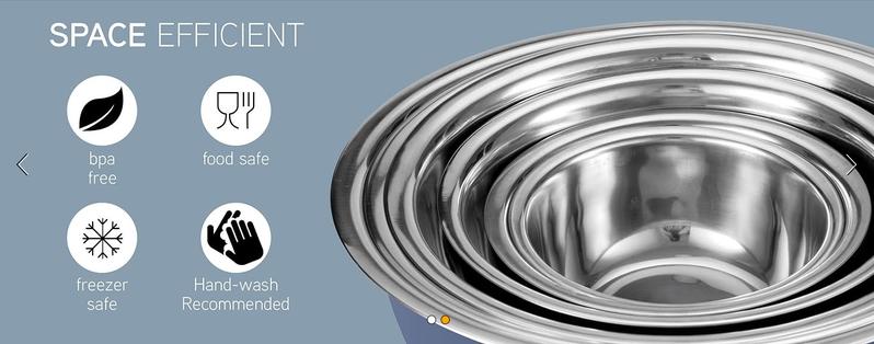 COOK WITH COLOR Stainless Steel Mixing Bowls - 6 Piece Stainless Steel Nesting Cookware Bowl Set includes 6 Prep Bowls - Multicolored Tableware Oil