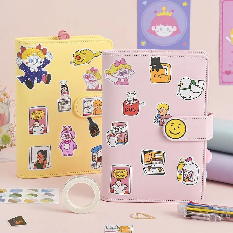 A6 PU Leather Notebook with Colorful Stickers, Includes Colorful Pages and Envelope, Ideal for Creative Writing and Organization