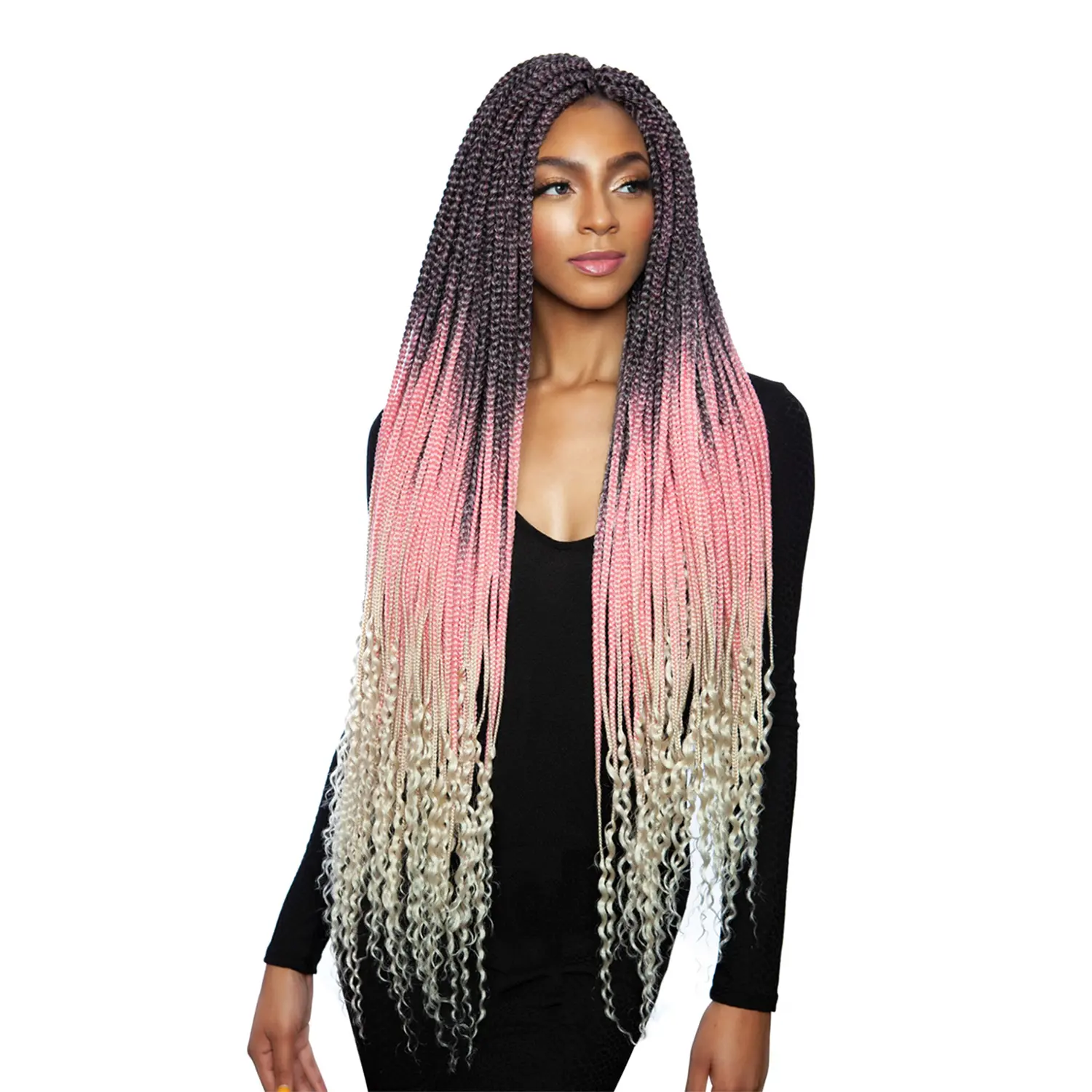 Mane Concept Unisex Synthetic Hair Crochet Braids - 3X Pre-Stretched Ivy Box Braids Style, 32in, 30 Strands for Crochet Hairstyles