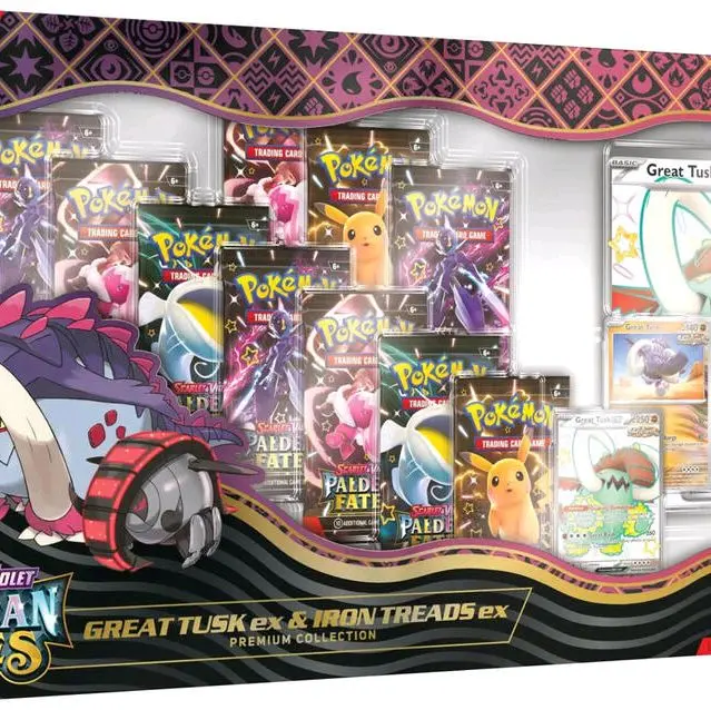Paldean Fates Great Tusk ex & Iron Treads ex Premium Collection