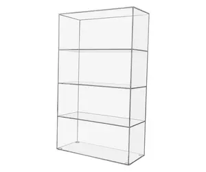 Retail Store Display Three Shelf Lucite Doorless Cabinet 9.5" x 4" x 16" Durable Clear Acrylic Bakery Pastry Shop Countertop Showcase by 321 Plastics