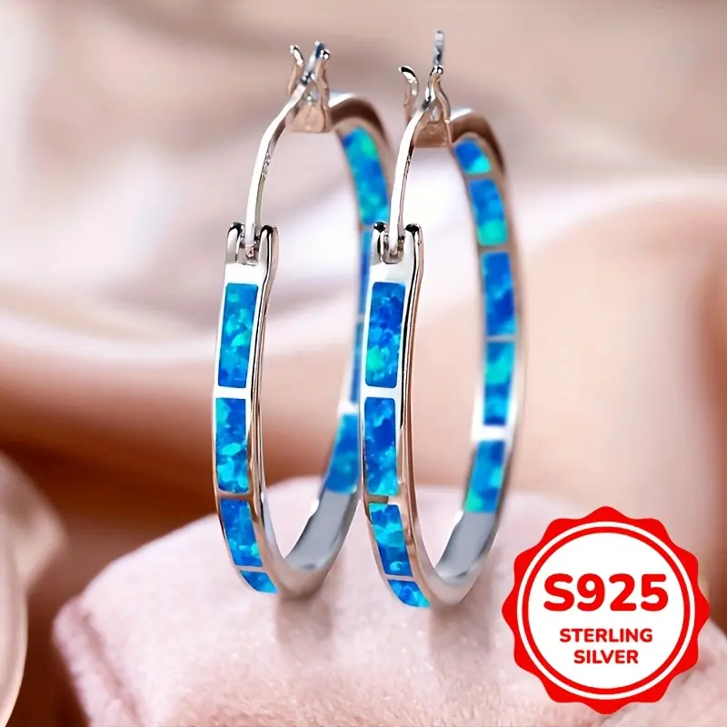 Women's 925 Sterling Silver Hypoallergenic Earrings - Delicate Opal-Adornment Bohemian Elegant Jewelry, Ideal Gift Ideas for Women