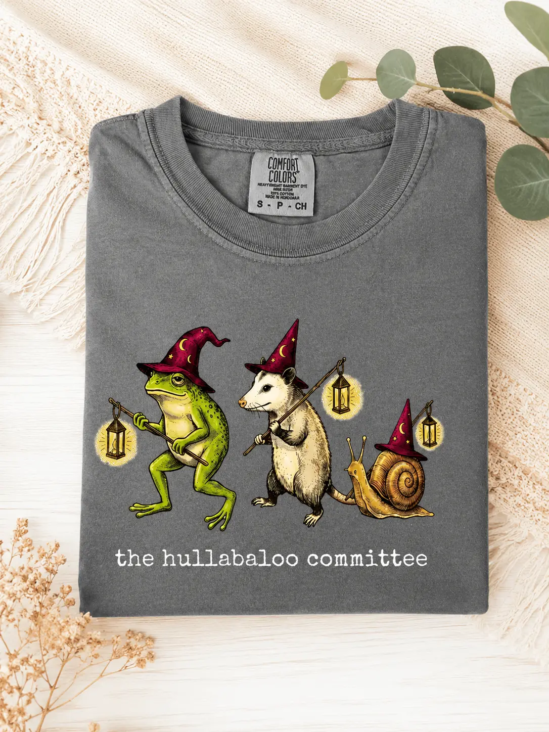 Comfort Colors The Hullabaloo Committee Shirt, Wizard Frog Opossum Snail Tee, Cottagecore Animal Graphic Shirt, Whimsical Back to School T-Shirt, Nature Tee