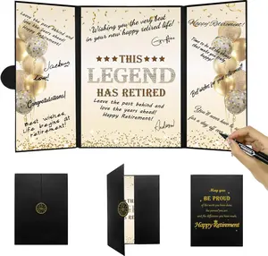 Black Gold Retirement Party Decorations This Legend Has Retired Alternative Signature Guest Book for Men Women Happy Retirement Gifts Signing Card Board for Farewell Party Supply
