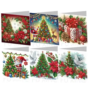 6-Piece Diamond Painting Christmas Cards Set, Sparkling DIY Art Kit with Envelopes, Perfect for Holiday Greetings & Festive Celebrations