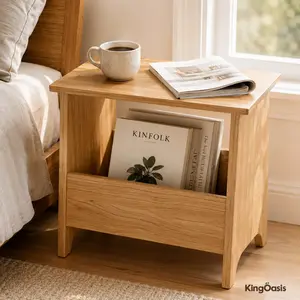 king Oasis Slim Oak Nightstand – Small Space Bedside Table with Open Storage, Minimalist End Table for Bedroom & Living Room
