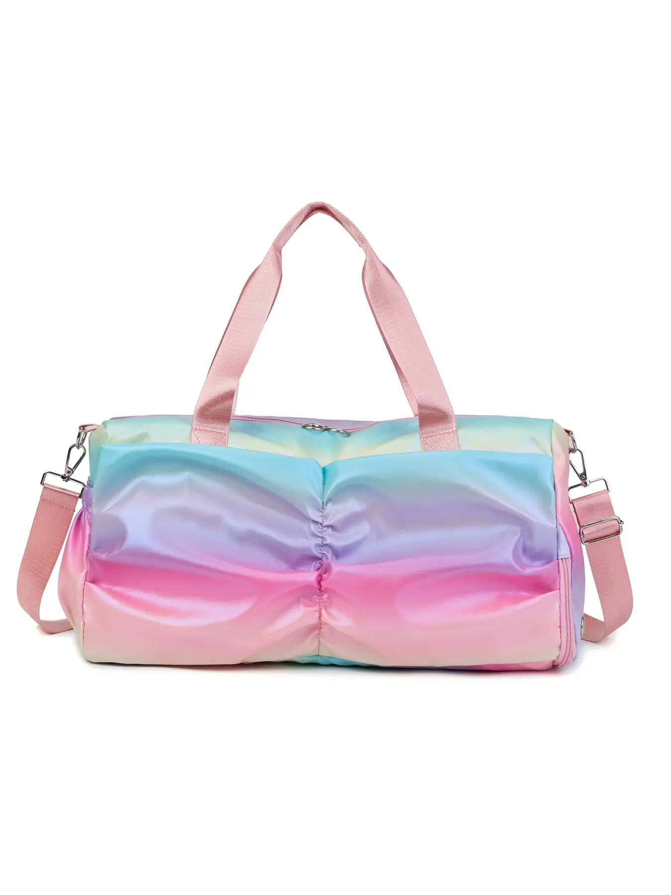Dreamy Gradient Rainbow Sports Bag for Women, Foldable Design, Large Capacity, Waterproof, Crossbody Nylon Travel Bag, Stylish Toddle Bag, Gym Sports Bag, Fitness Bag
