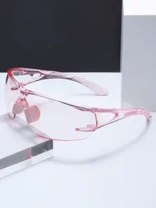 [1pay]Protective Glasses Indoor Outdoor Eyewear Transparent Lenses Candy Color Style, Casual Plain Design, All Seasons Use, PC Frame Material, Trendy Beach Eyewear, Fashion Eyeglasses