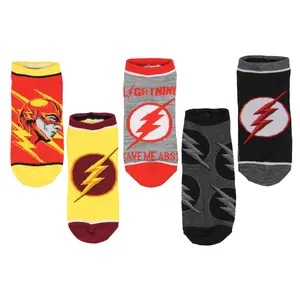 DC Comics The Flash Lighting Logo 5 Pair No-Show Ankle Socks