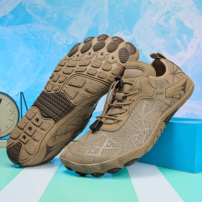 Men's Athletic Water-Friendly Casual Trainers - Quick-Drying, Adjustable Laces, Breathable Mesh, Non-Slip Moisture-Resistant Sole, Comfortable, All Seasons, for Rock Climbing, Outdoor Activities