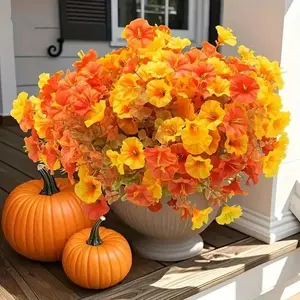 12pcs Artificial Flowers, Colorful Faux Flowers for Home Garden, Porch, Window Box, Yard, Seasonal Celebrations, Decorative Floral Arrangements