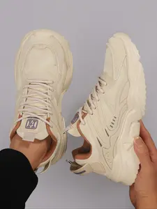 Men's Casual Shoes with Comfortable Laces, Fashionable Simple Sporty Design, Outdoor Men's Shoes, All Seasons Wear, Sneaker