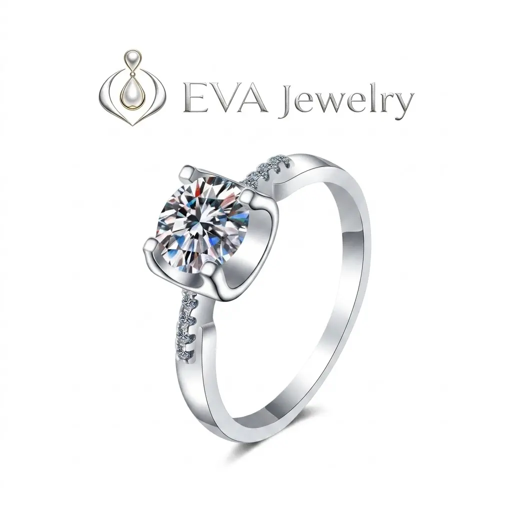 [EVA Jewelry] Vien 925 Sterling Silver Synethic Moissanite Ring