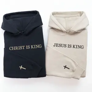Jesus Is King / Christ Is King Hoodie, Cross Sleeve Christian Hoodie, Couples Christian Gift, Birthday Gift for Him & Her