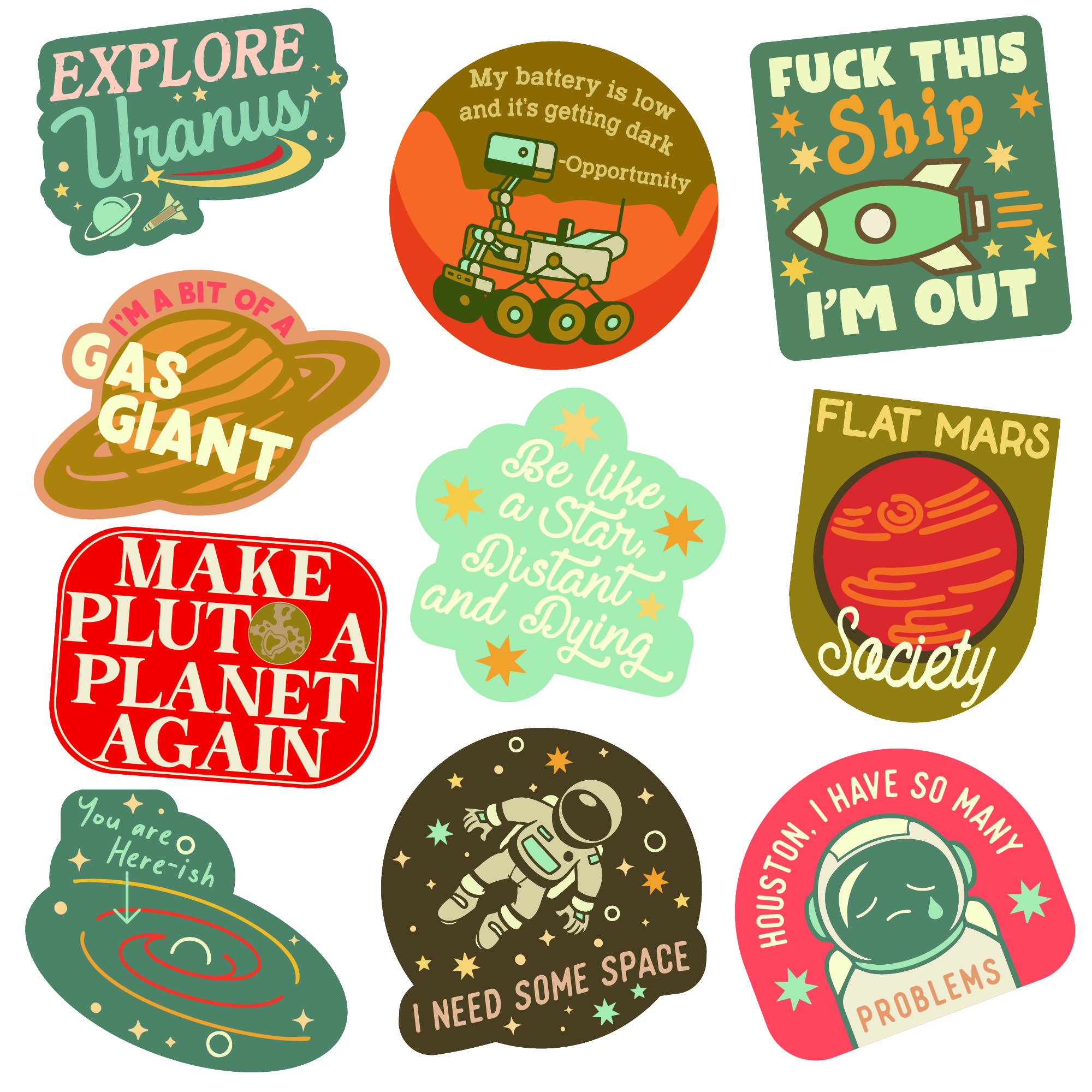 Space Sticker Extra Large Stickers for Adults Funny Adhesives with Memes Funny Stickers with Colorful Graphic Decals Sarcastic  Funny Space  Multi