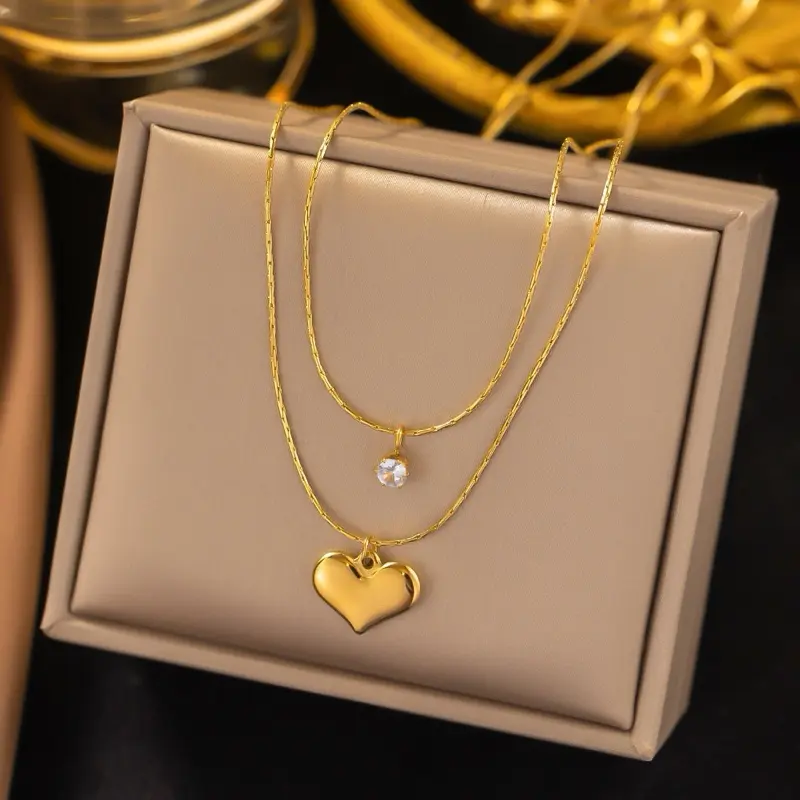 U Shape Pendant Necklace for women waterproof 304 Stainless steel Wht Gold Plated Pvd Coating plastic Cuban Link chain