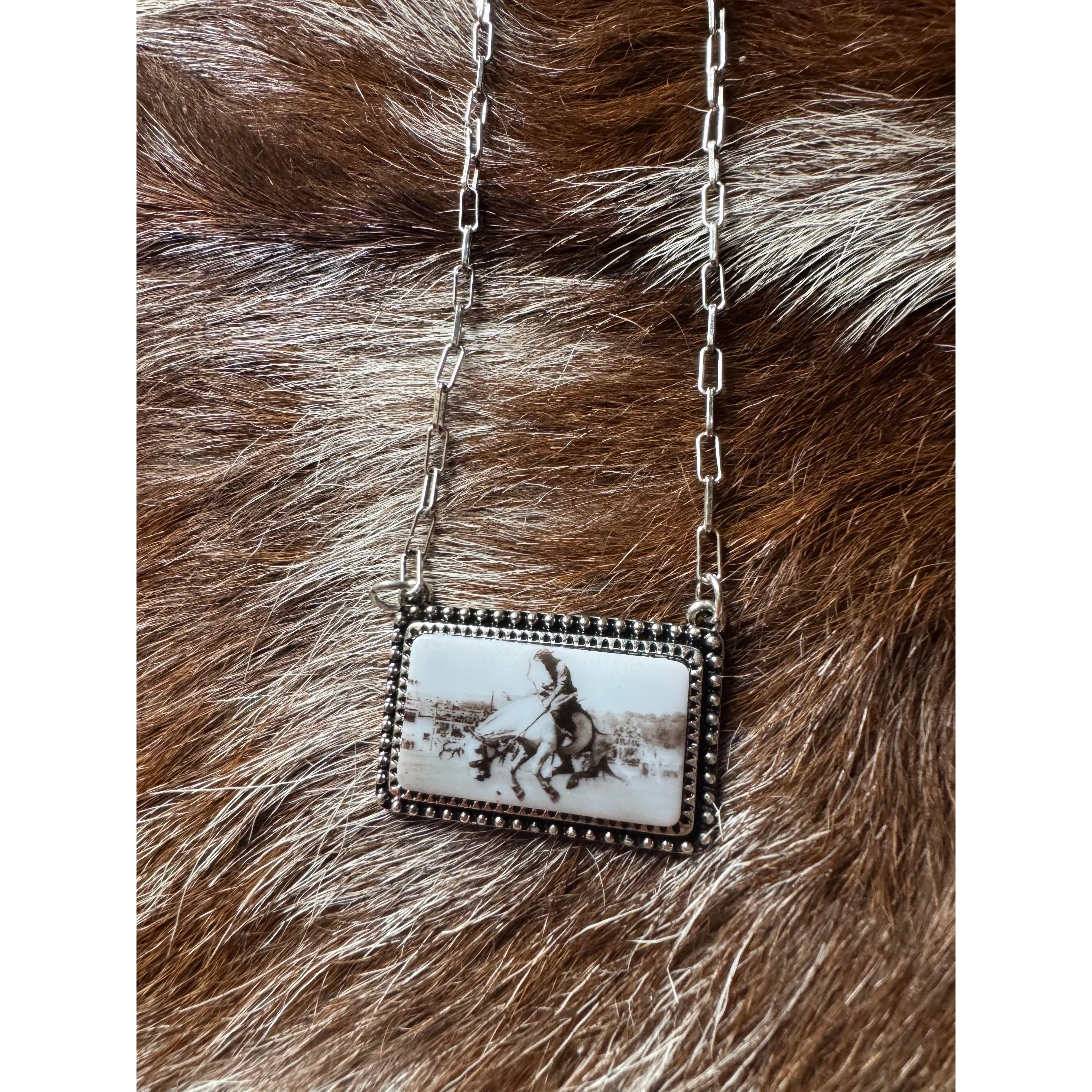 Western Rodeo Portrait Necklace