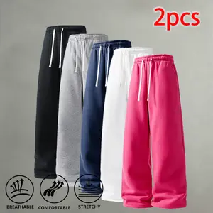 Breathable, drapey wide-leg casual sweatpants — 2-piece interchangeable set; multiple basic solid colors available; suitable for home rest, light exercise, and everyday wear; long pants. summervibes☀️