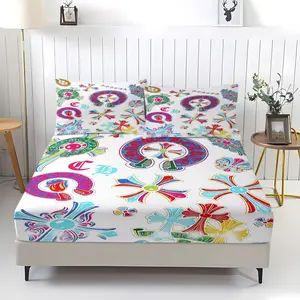 3 Piece Inspired Cross Print Fitted Sheet Set(1 Fitted Sheet + 2 Pillowcases), Soft Breathable Bedding for Bedroom, Dorm and Guest Room, Perfect Gift for Teens, Fashion Lovers and Streetwear Enthusiasts