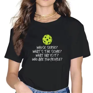 100% Cotton Pickleball Whose Serve Whats Score Pickle Ball Women Men Kid T-Shirt