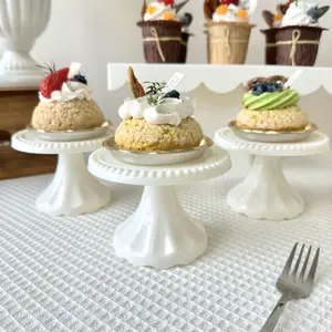 Set Of 6 Pcs Mini Cupcake Stands Plastic Single Cupcake Holder Serving Plate White Color Small Dessert Display Stand Tray For Chocolate Fruits Baby Shower Wedding Birthday Pink Party Decoration